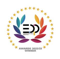 EDP Awards 2022/23 Winner logo, featuring a circular design with stars and colorful leaves surrounding the EDP emblem.