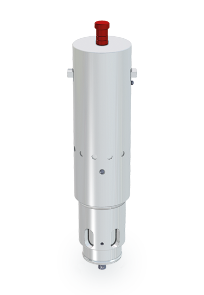 Herramienta de corte KCT de Zünd Systemtechnik con punta de corte y mango rojo, sobre fondo blanco. Herramienta de corte KCT de Zünd Systemtechnik con punta de corte y mango rojo, sobre fondo blanco.