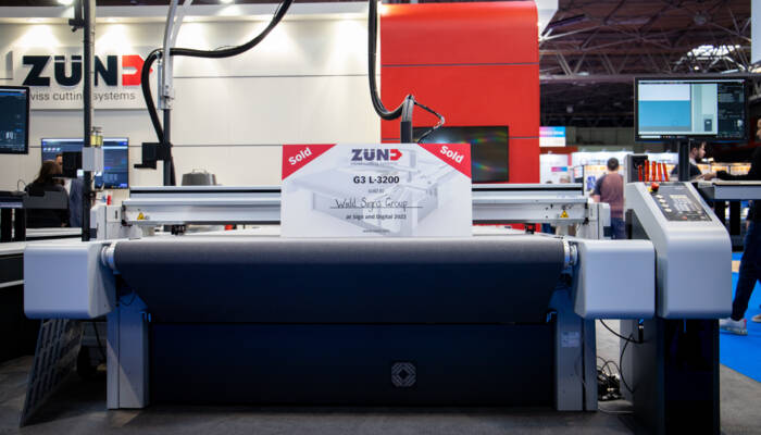 Zünd G3 L-3200 cutting system sold to Wild Signs Group at Sign and Digital 2022 trade show. Zünd G3 L-3200 cutting system sold to Wild Signs Group at Sign and Digital 2022 trade show.