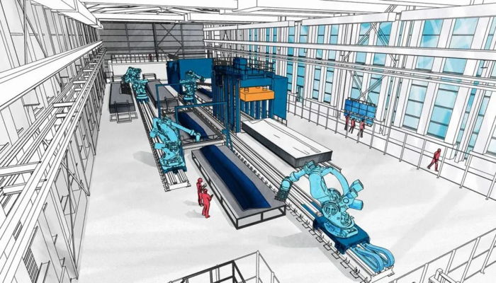 Sketch of the FibreLINE in the new innovation facility at the University of Sheffield Advanced Manufacturing Research Centre (AMRC) in South Yorkshire UK. Partnership_Loop (1)